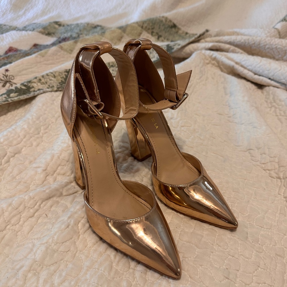 Fashion Nova Shiny Gold Heels